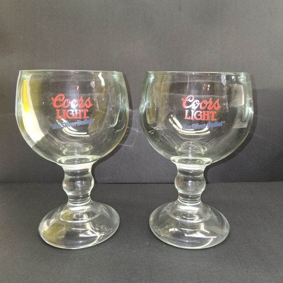 Coors Light Beer Glasses Goblets, Silver Bullet, Barware Set of 2 - Picture 1 of 4